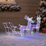  Ukrasni božićni sobovi i sanjke 160 LED žarulja 130 cm akrilni Šareni 43 x 11 x 55 cm (2 kom) | shoptok.hr