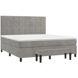 Box spring postelja z vzmetnico svetlo siva 180x200 cm žamet, (20999187) | Shoptok.si