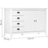 vidaXL komoda hill range bijela 130 x 40 x 80 cm od masivne borovine | shoptok.hr