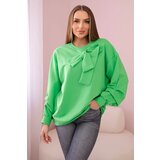 Kesi Cotton blouse with bow light green color | Shoptok.si