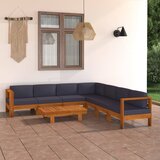  8-dijelna vrtna garnitura s tamnosivim jastucima bagremovo drvo | shoptok.hr