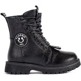 Shelvt Black lace-up ankle boots with fur padded | Shoptok.si