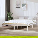  Okvir za krevet od masivnog drva bijeli 150 x 200 cm 5FT King | shoptok.hr