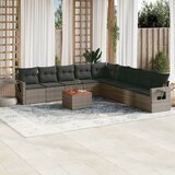  The Living Store Vrtna sedežna garnitura 10-delna z blazinami siv poli ratan - Vrtna Sedežna Garniture, (21479077) | Shoptok.si