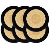 vidaXL podmetači 6 kom prirodna i crna boja 38 cm od jute i pamuka | shoptok.hr