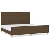  Posteljni okvir z vzglavjem temno rjav 200x200 cm blago, (20903535) | Shoptok.si