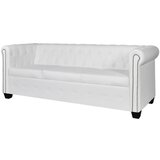 vidaXL Chesterfield kavč trosed umetno usnje bele barve Cene