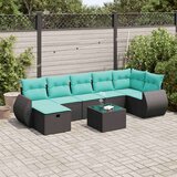  Vrtna garnitura - 8-dijelni set vrtnih sofa od poliratana s jastucima crni - Crna sa spremištem 8 | shoptok.hr