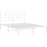  The Living Store Kovinski posteljni okvir z vzglavjem bel 135x190 cm - Posteljni Okvir, (21499719) | Shoptok.si