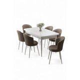 Hanah home Rasklopivi trpezarijski sto i stolice (7 delova) Asfel White Cappuccino | Eponuda.com
