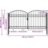  Vrata za ogradu ASSEN dvostruka vrata s lučnim vrhom čelik 300x150 cm | shoptok.hr