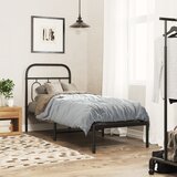 Maison Chic Kovinski Posteljni okvir - Enojna postelja - Postelja za odrasle z vzglavjem črn 75x190 cm, (21694716) | Shoptok.si