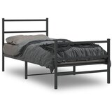 vidaXL Kovinski posteljni okvir z vzglavjem in vznožjem črn 90x190 cm | Shoptok.si