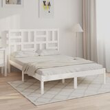 Maison Chic Posteljni okvir - Dvoposteljna postelja - Zakonska postelja bel iz trdnega lesa 150x200 cm-J10193, (21766327) | Shoptok.si