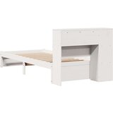 vidaXL Krevet s regalom za knjige bez madraca bijeli 90x190cm borovina | shoptok.hr