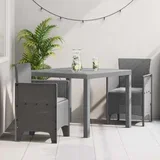 Set 3 kosov vrtne jedilnice z blazinami svetlo siva poliratan, (22089762)