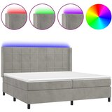 box spring s madracem LED svjetlosivi 200x200 cm baršun | shoptok.hr