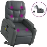 vidaXL Električni masažni naslonjač na podizanje od umjetne kože siva | shoptok.hr
