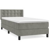 Box spring krevet s madracem svjetlosivi 90x190 cm baršunasti | shoptok.hr