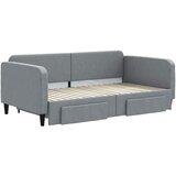  Dnevni krevet s pomoćnim ležajem i ladicama bez madraca svijetlosiva 100x190 cm | shoptok.hr
