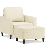  Fotelja s tabureom krem 60 cm od umjetne kože | Eponuda.com