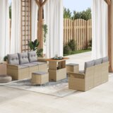  9-dijelni set vrtne sofe s jastučićima bež poli ratan acacia | shoptok.hr