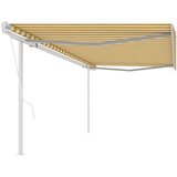 vidaXL Avtomatsko zložljiva tenda s stebrički 5x3 m rumena in bela | Shoptok.si