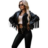 numoco basic 624-3 Short biker jacket with fringes made of soft eco leather - black | Shoptok.si