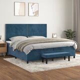 vidaXL Box spring postelja z vzmetnico temno modra 200x200 cm žamet | Shoptok.si