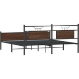 Metalni Kovinski posteljni okvir brez vzmetnice rjavi hrast 183x213 cm, (21829052) | Shoptok.si