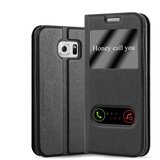 Cadorabo Samsung Galaxy S6 EDGE PLUS v črni komet - Zaščitni ovitek z magnetnim zapiranjem, stoječo funkcijo in 2 okencema za gledanje, (20562469) | Shoptok.si