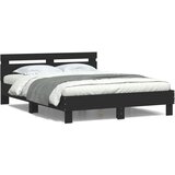 vidaXL Okvir kreveta s uzglavljem i LED svjetlima crni 140 x 190 cm Cijene