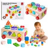  Wooden Montessori Educational Sorter on Wheels Shapes and Numbers | Shoptok.si