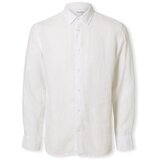 Selected Srajce z dolgimi rokavi Regkylian-Linen Shirt - White Bela Cene