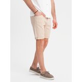 Ombre Men's denim classic shorts with rolled up leg - cream | shoptok.hr