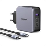 Ugreen Nexode 3-portni USB-C punjač od 140 W s PD 3.1 GaN i uključenim 240 W USB-C kablom sivi | Eponuda.ba