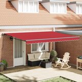 vidaXL retraktilna tenda rdeča 450x300 cm poliester in kovina | Shoptok.si
