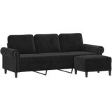  Trosjed s tabureom crni 180 cm baršunasti | shoptok.hr