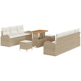 vidaXL set vrtnih sofa od 10 dijelova s jastučićima bež poli ratan akacija, 2-sjedna vrtna sofa s skladištem i jastučićima bež poli ratan, set vrtne blagovaonice od 3 dijela s jastučićima bež poli ratan akacija Cijene