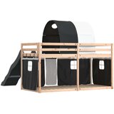  Krevet na kat s toboganom i zavjesama bijelo-crni 90 x 190 cm | shoptok.hr