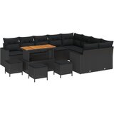 vidaXL 13-dijelni vrtni kauč set s jastučićima crni poli ratan, 4-dijelni vrtni blagovaonski set s jastučićima crni poli ratan | shoptok.hr