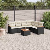  7-dijelni set vrtnih sofa od poliratana s jastucima crni Slike