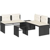 Maison Chic Seti vrtnega pohištva - Vrtna garnitura - Vrtni pohištvo set 4-delna z blazinami črna poli ratan, (21811195) | Shoptok.si