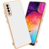  Ohišje, združljiv s Samsungom v sijajnem belem - zlatu - zaščitni pokrov iz fleksibilnega silikona TPU in z zaščito pred kamero, (20603660) | Shoptok.si