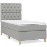 Maison Chic Box spring postelja - Vzmetna postelja z vzmetnico svetlo siva 80x200 cm blago SL467, (21910127) Cene