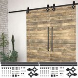 vidaXL Komplet opreme za drsna vrata 2 kosa 200 cm jeklo črne barve | Shoptok.si