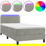 Maison Chic Box spring postelja - Vzmetna postelja z vzmetnico LED svetlo siva 80x200 cm žamet SL2691, (21902511) Cene