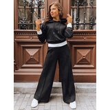 DStreet Zestaw damski spodnie wide led i bluza GALAXY GLOW czarny | shoptok.hr