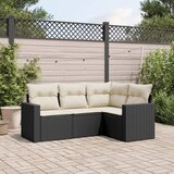 Maison Chic Seti vrtnega pohištva - Vrtna garnitura - Vrtni pohištvo set 4-delna z blazinami črna poli ratan, (21816656) | Shoptok.si