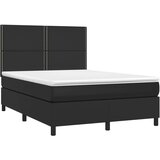  Box spring postelja z vzmetnico LED črna 140x200cm umetno usnje, (20726479) | Shoptok.si